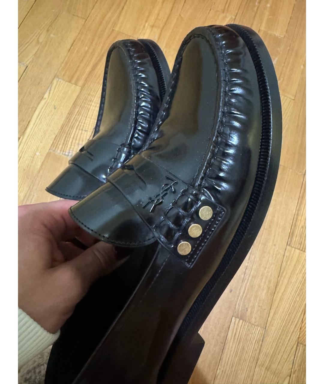 SAINT LAURENT Черные кожаные лоферы, фото 7