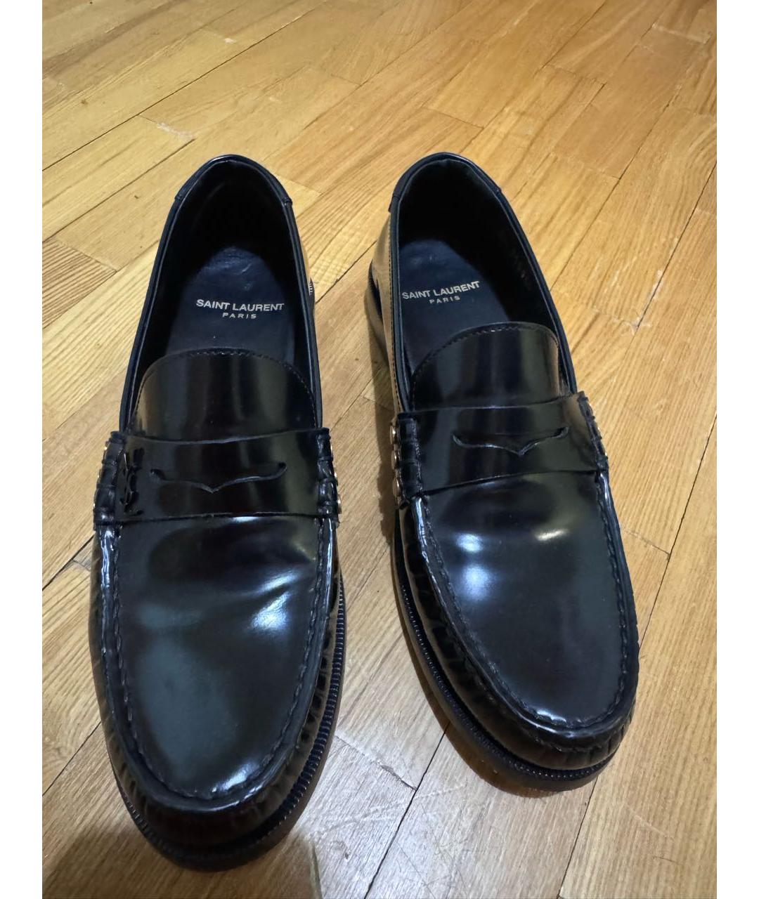 SAINT LAURENT Черные кожаные лоферы, фото 2