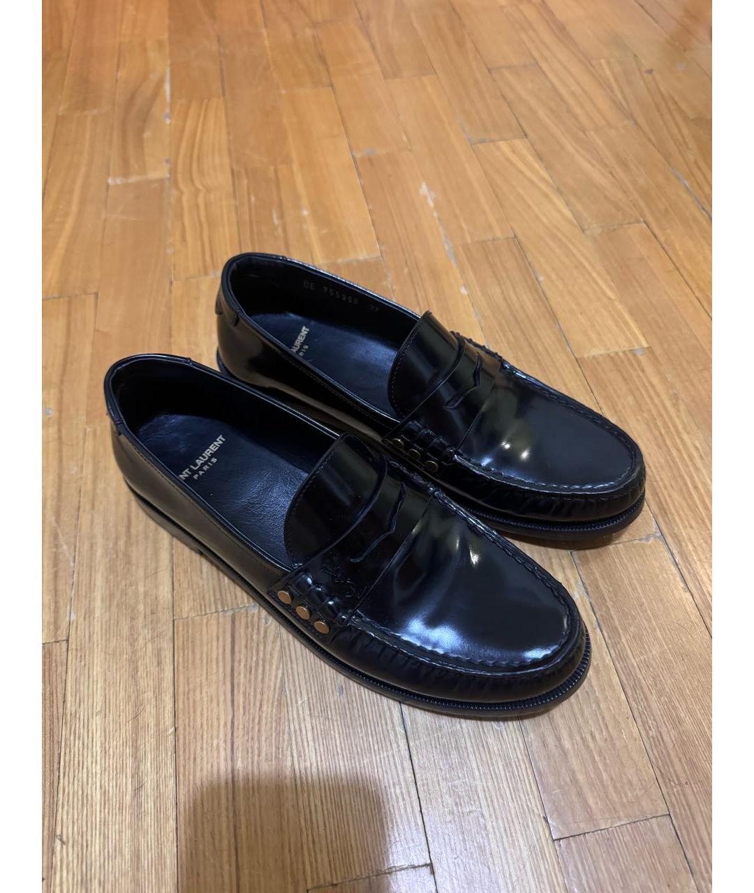 SAINT LAURENT Черные кожаные лоферы, фото 3
