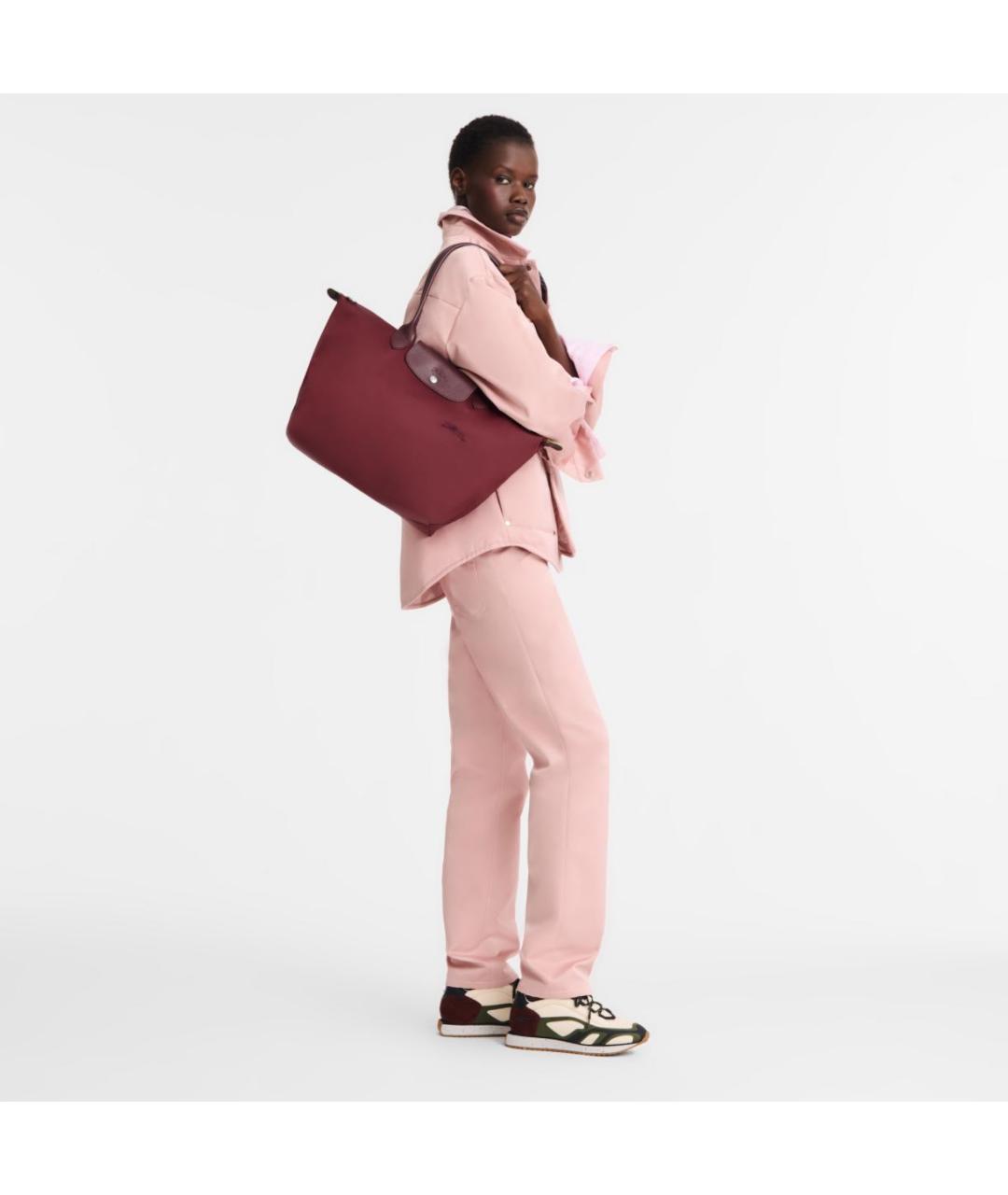 LONGCHAMP Бордовая кожаная сумка тоут, фото 5