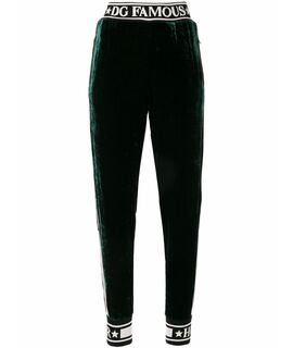 Брюки узкие DOLCE&GABBANA Fluid Velvet Jogging Pants In Green