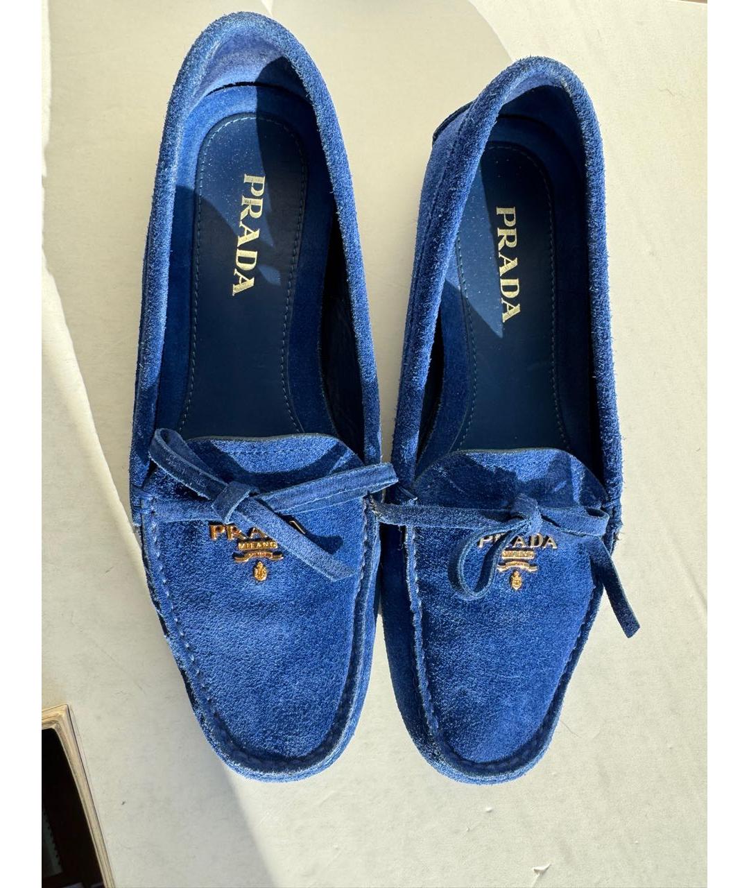 PRADA Синие замшевые мокасины, фото 3