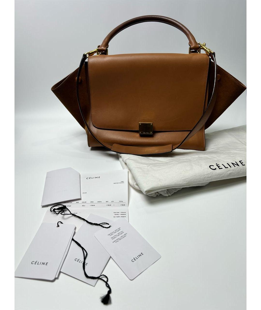 CELINE Коричневая кожаная сумка через плечо, фото 8