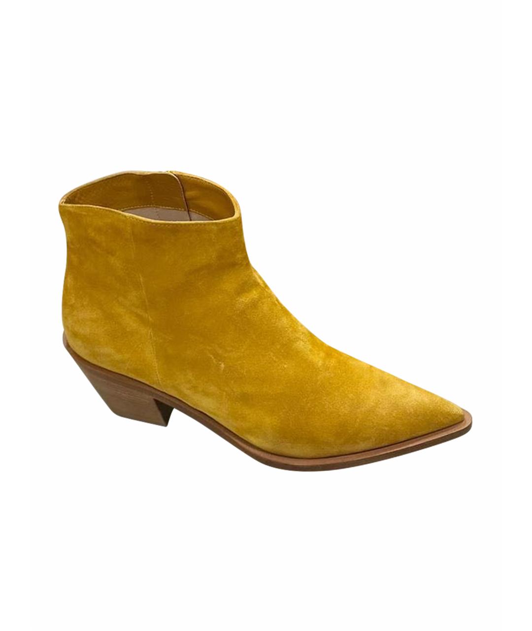 GIANVITO ROSSI Горчичные замшевые полусапоги, фото 1