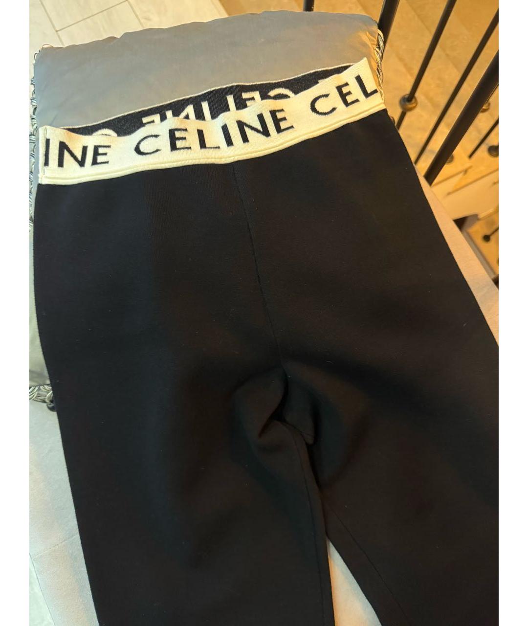 CELINE Черные хлопко-эластановые леггинсы и велосипедки, фото 3