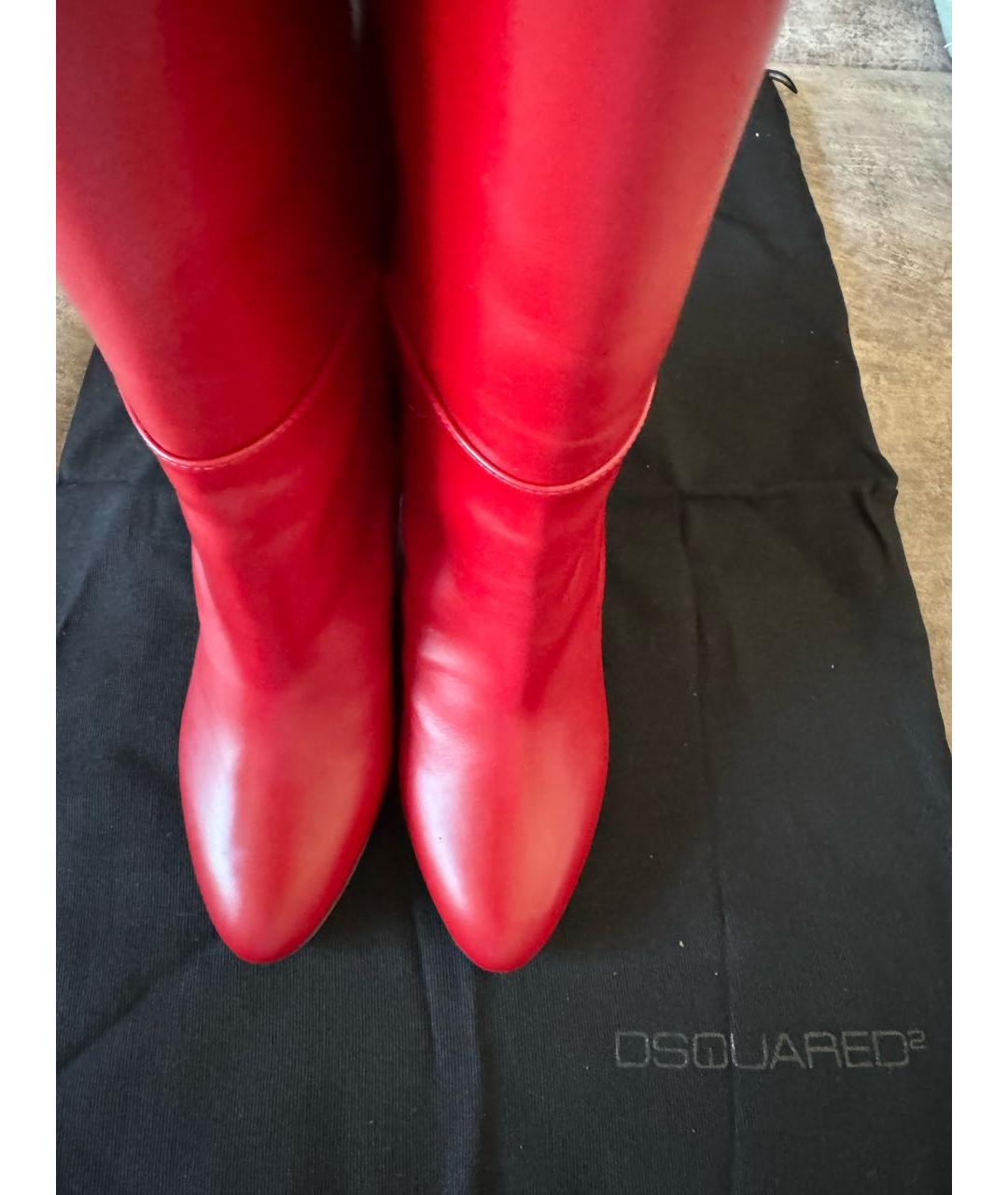 DSQUARED2 Красные кожаные сапоги, фото 3