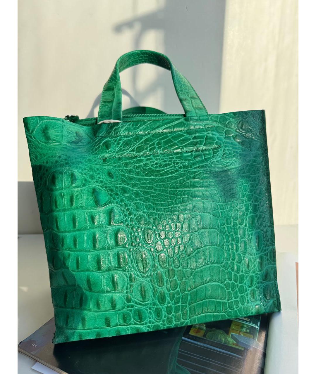 FURLA Зеленая кожаная сумка тоут, фото 2