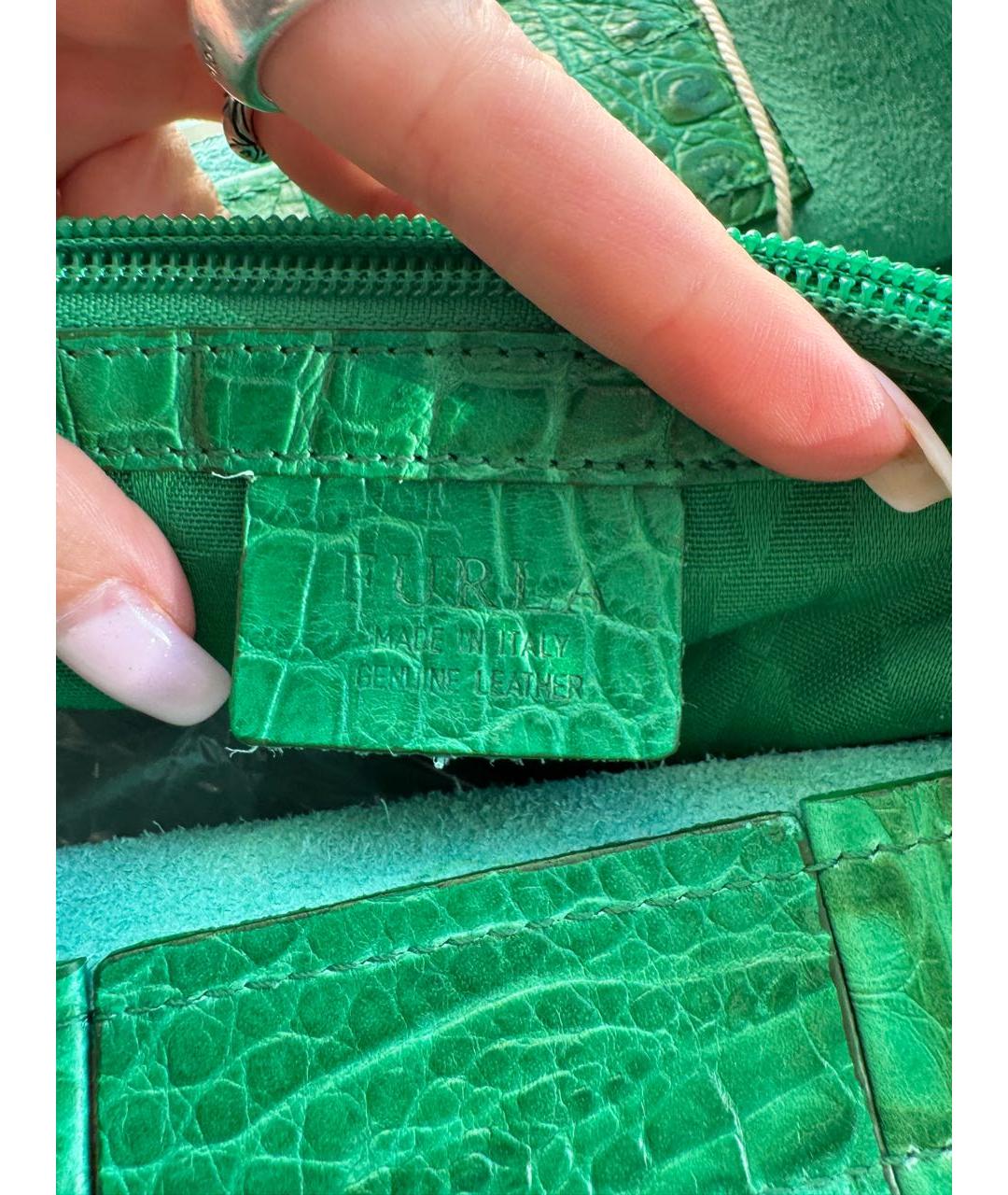 FURLA Зеленая кожаная сумка тоут, фото 4