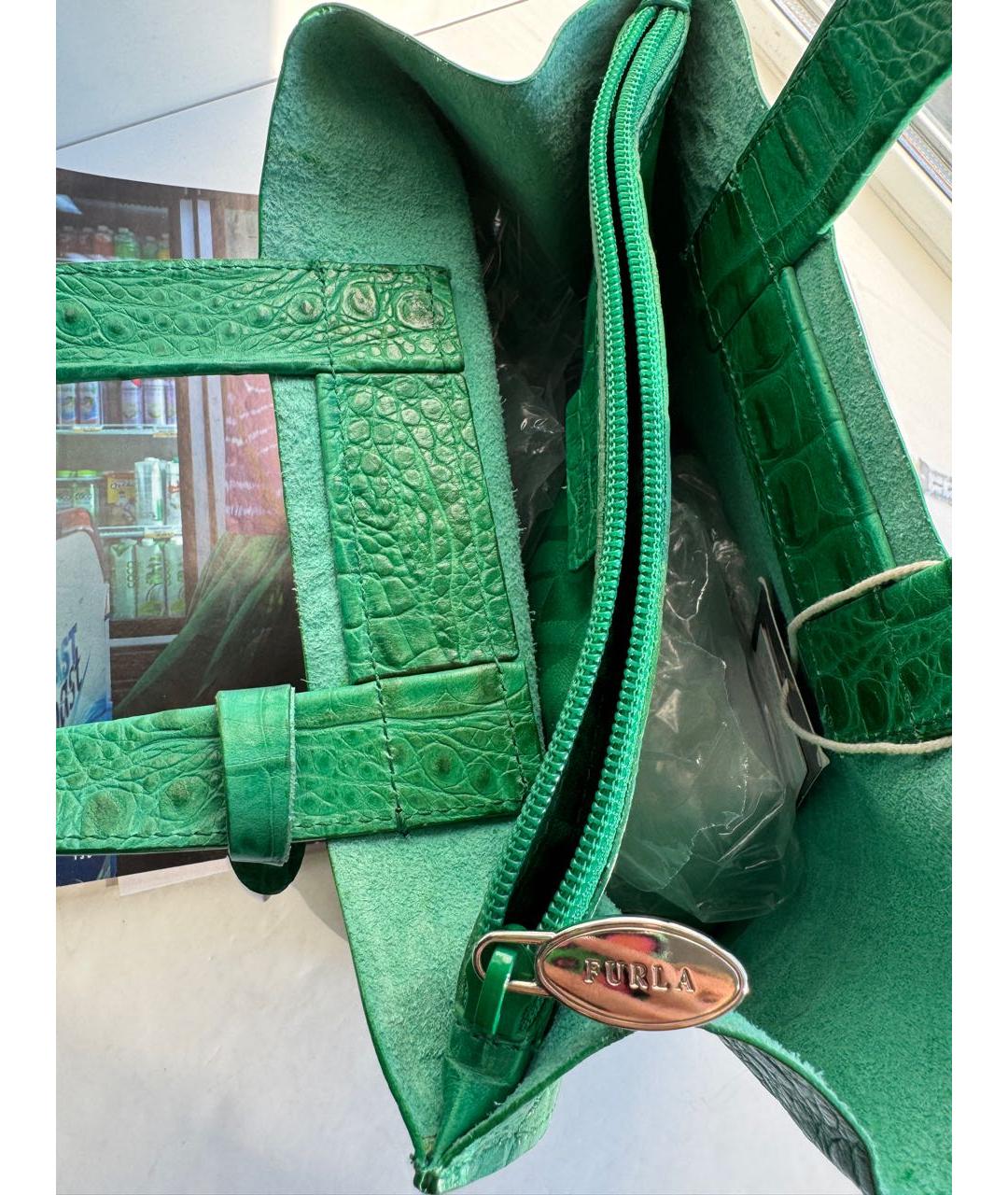 FURLA Зеленая кожаная сумка тоут, фото 3