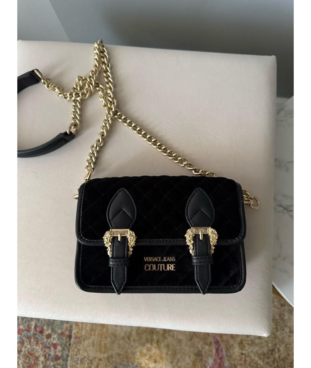 VERSACE Черная бархатная сумка через плечо, фото 2