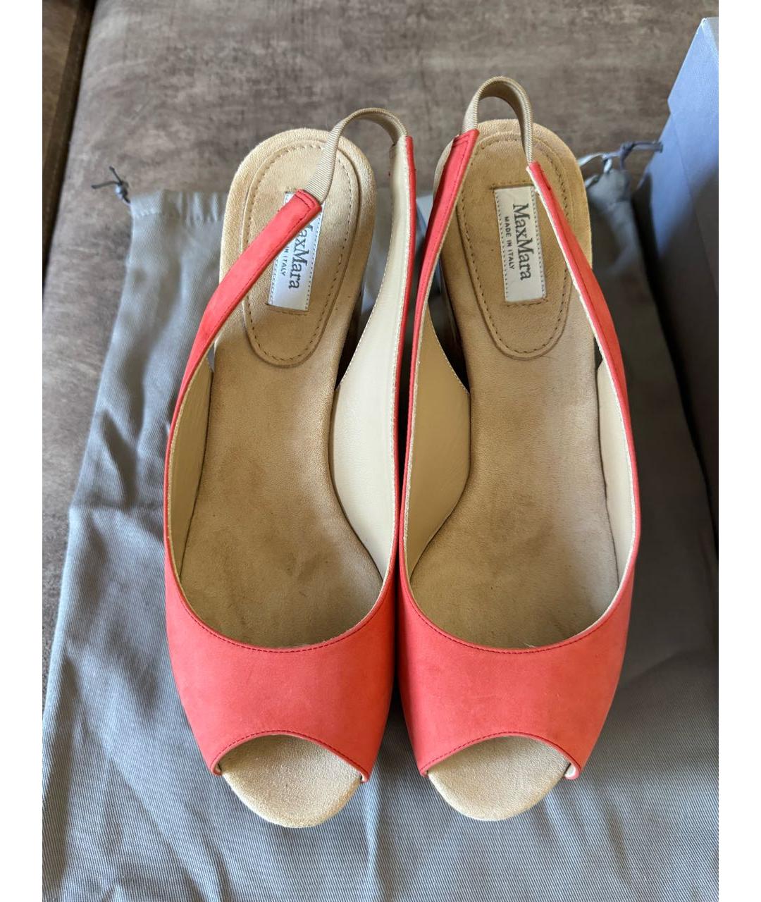 MAX MARA Коралловые нубуковые босоножки, фото 2