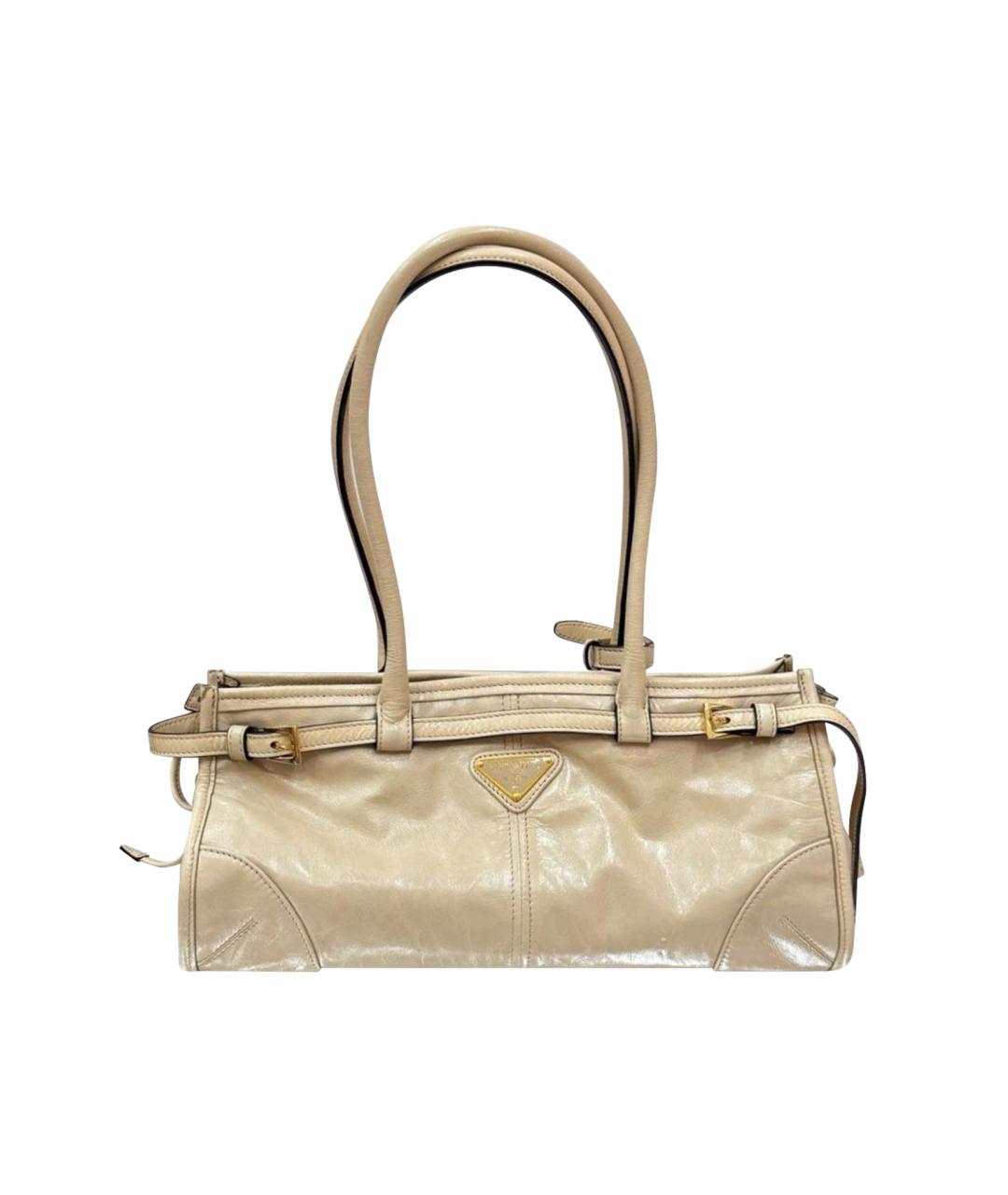 PRADA Бежевая сумка через плечо из лакированной кожи, фото 1