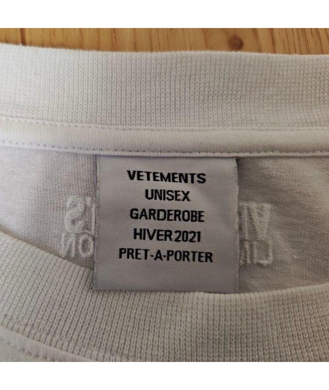 VETEMENTS Белая хлопковая футболка, фото 4