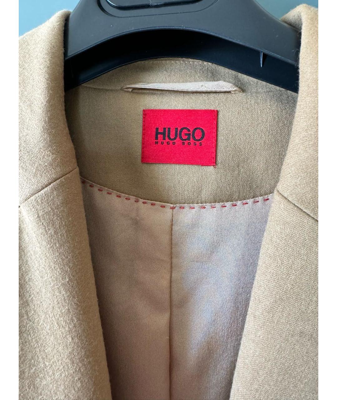 HUGO Бежевый шерстяной жакет/пиджак, фото 3