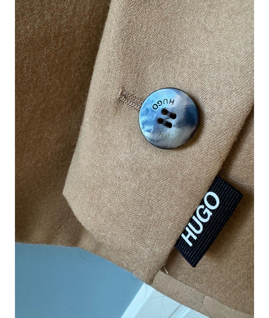 HUGO Бежевый шерстяной жакет/пиджак, фото 4