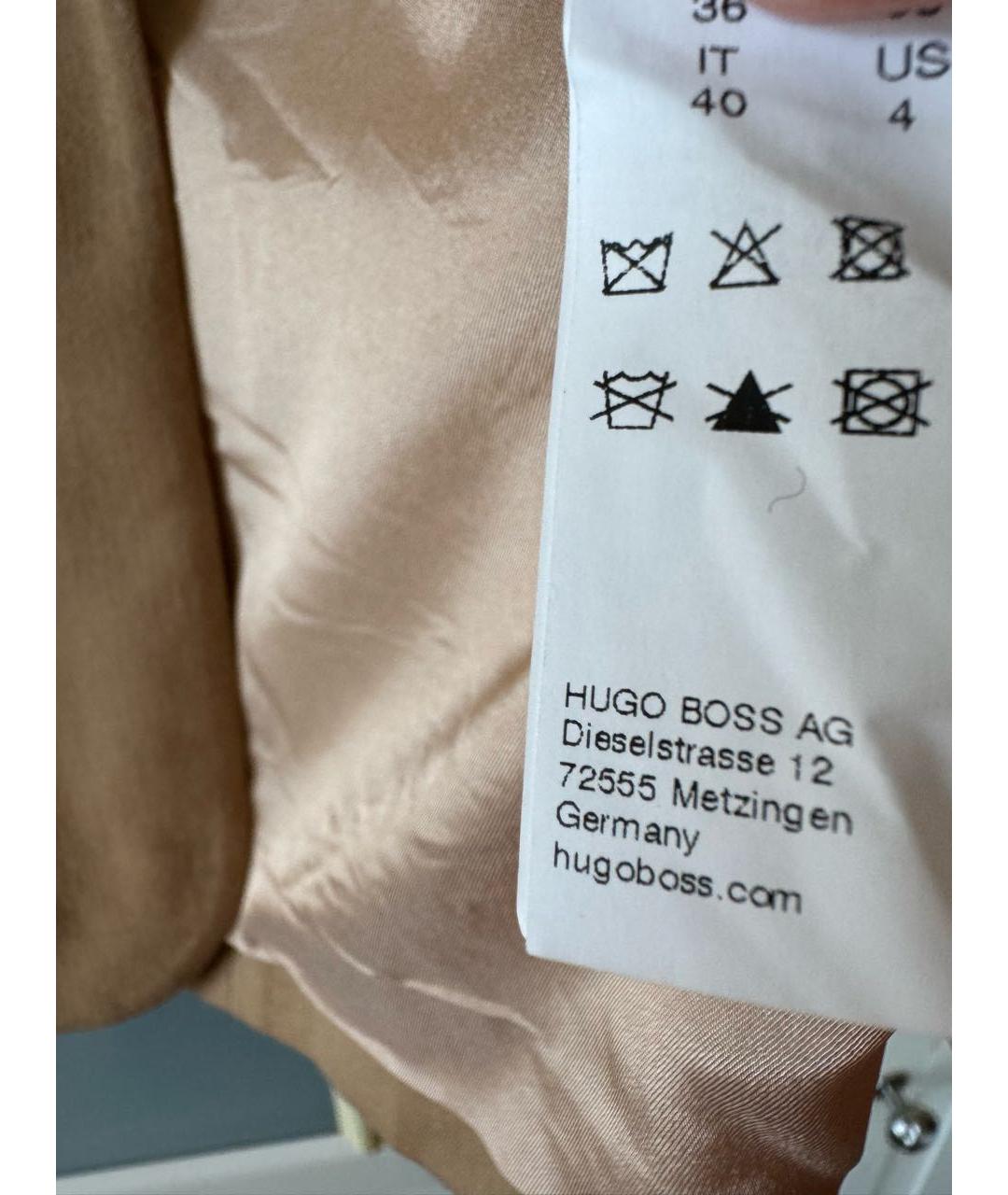 HUGO Бежевый шерстяной жакет/пиджак, фото 7