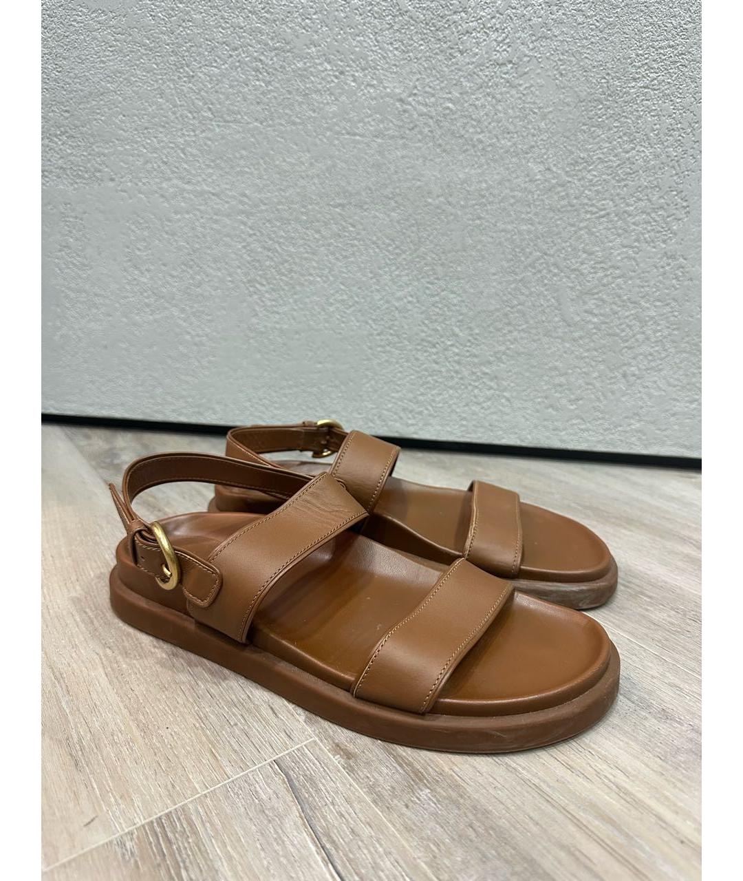 GIANVITO ROSSI Коричневые кожаные босоножки, фото 5