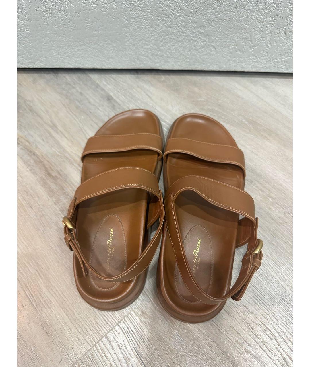 GIANVITO ROSSI Коричневые кожаные босоножки, фото 3