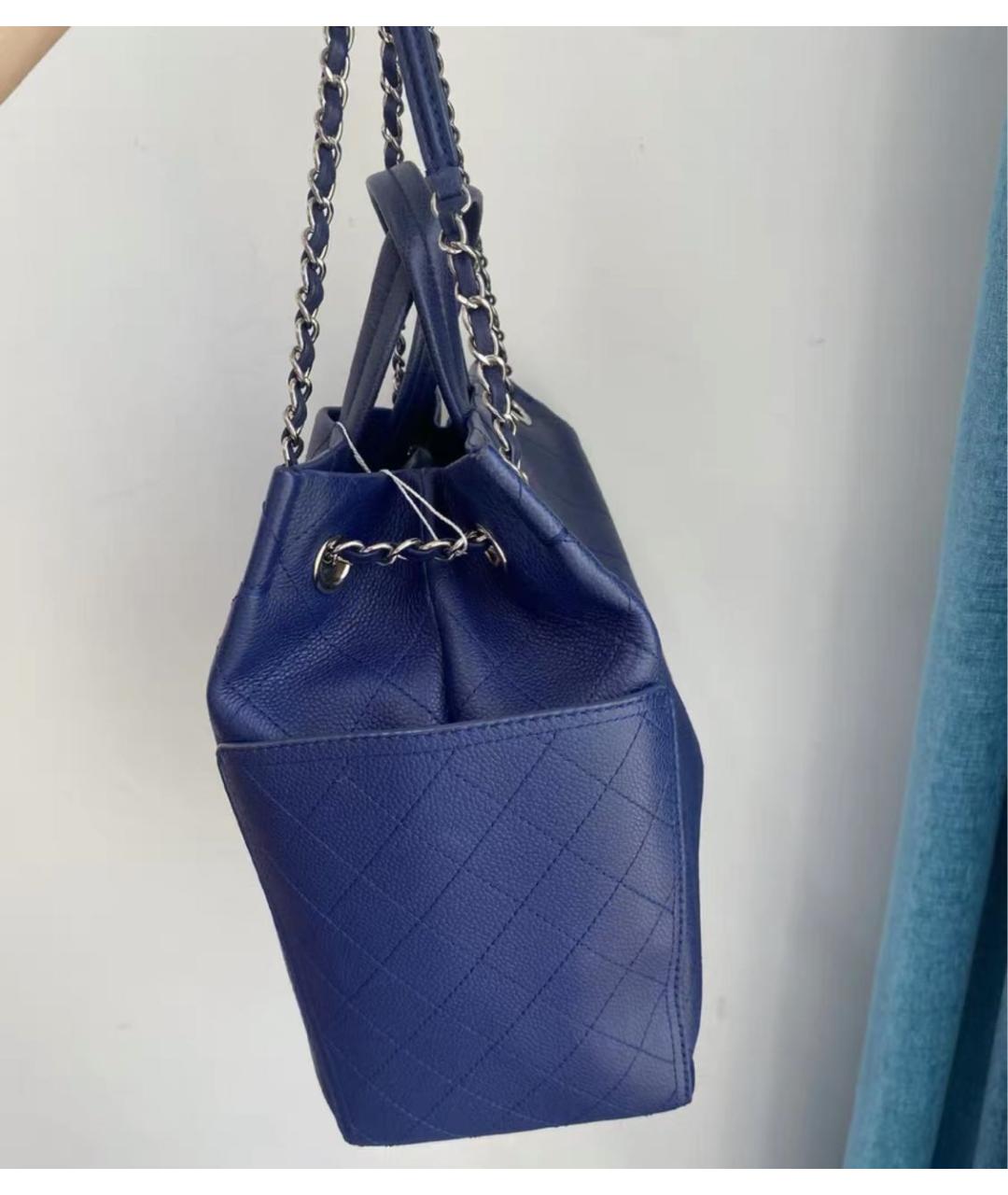 CHANEL Синяя кожаная сумка тоут, фото 2