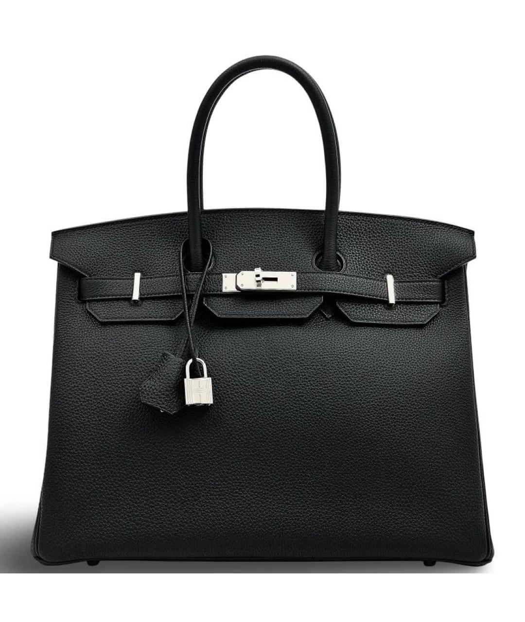 HERMES Черная кожаная сумка с короткими ручками, фото 1