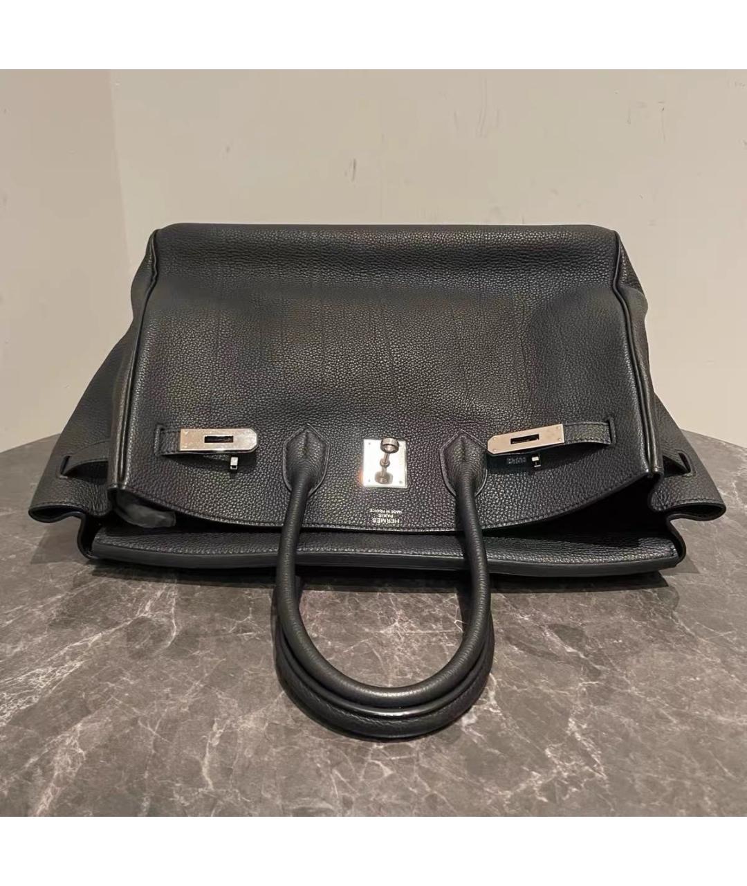 HERMES Черная кожаная сумка с короткими ручками, фото 6