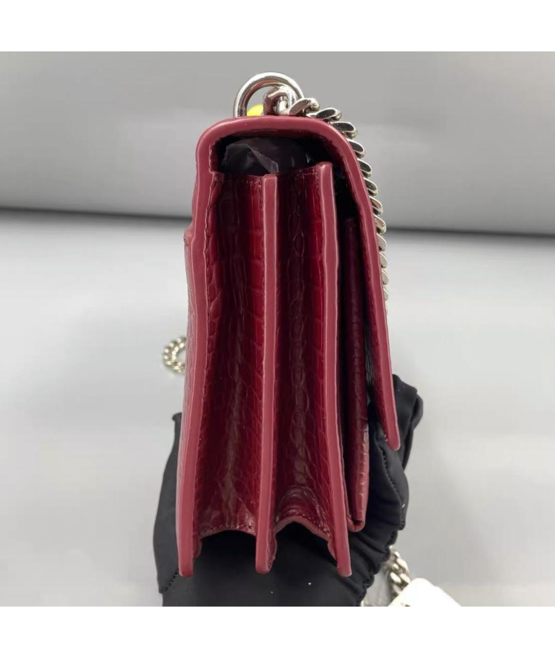 SAINT LAURENT Бордовая кожаная сумка через плечо, фото 2