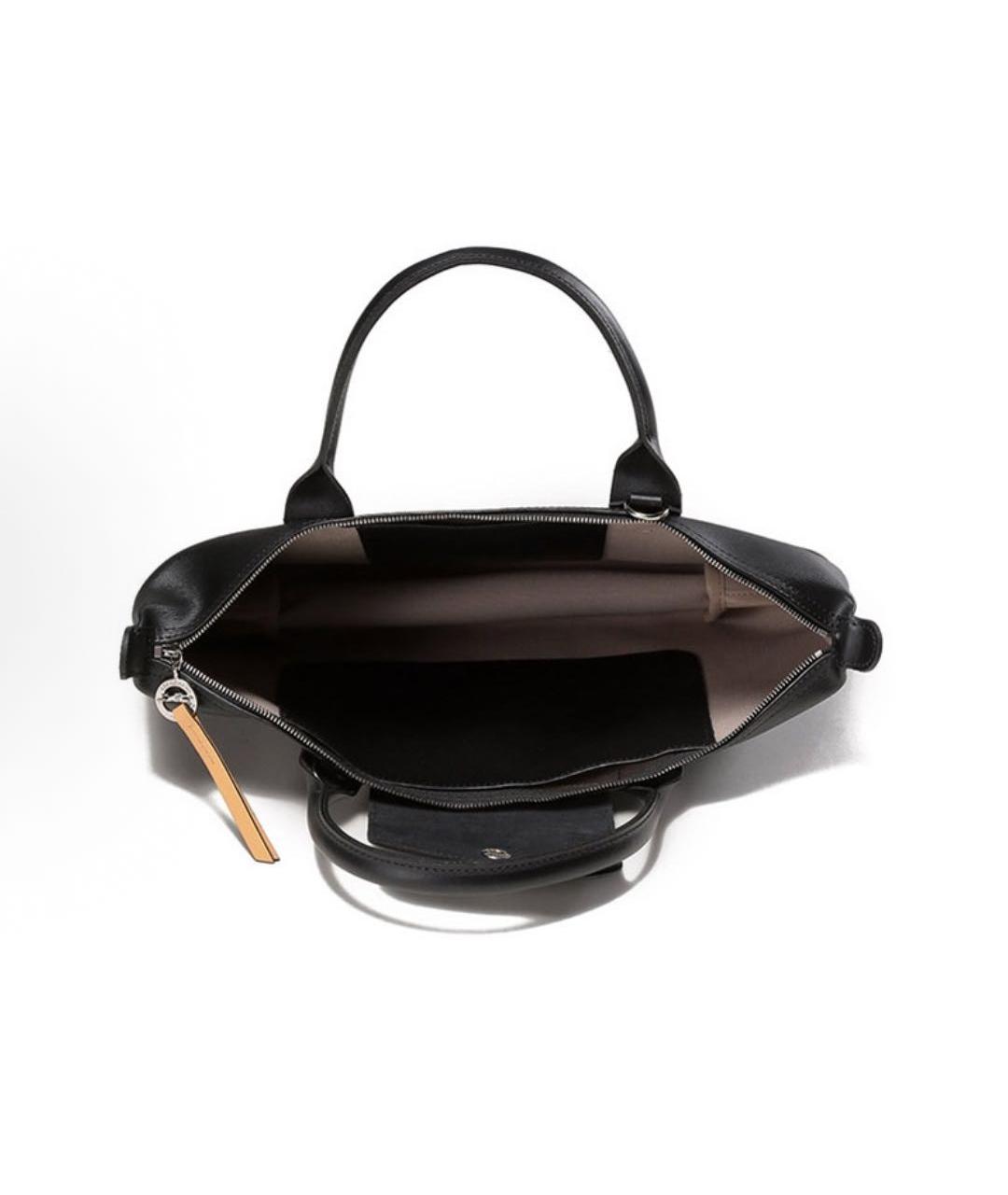 LONGCHAMP Черная кожаная сумка с короткими ручками, фото 6