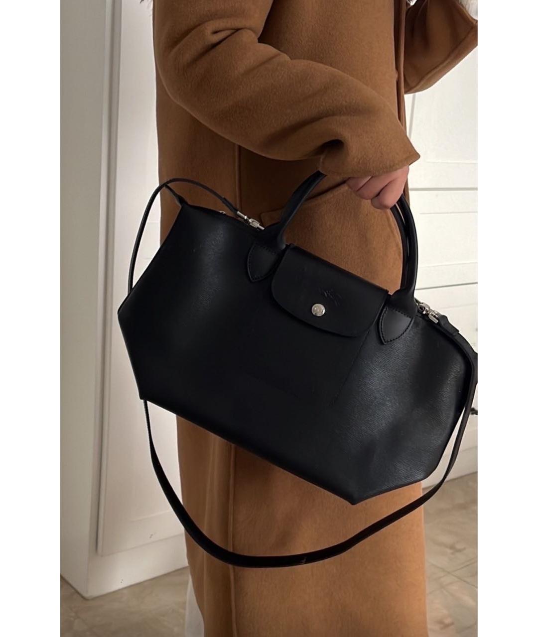 LONGCHAMP Черная кожаная сумка с короткими ручками, фото 7