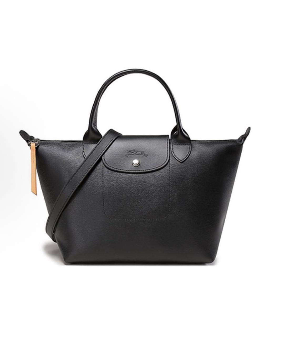 LONGCHAMP Черная кожаная сумка с короткими ручками, фото 1