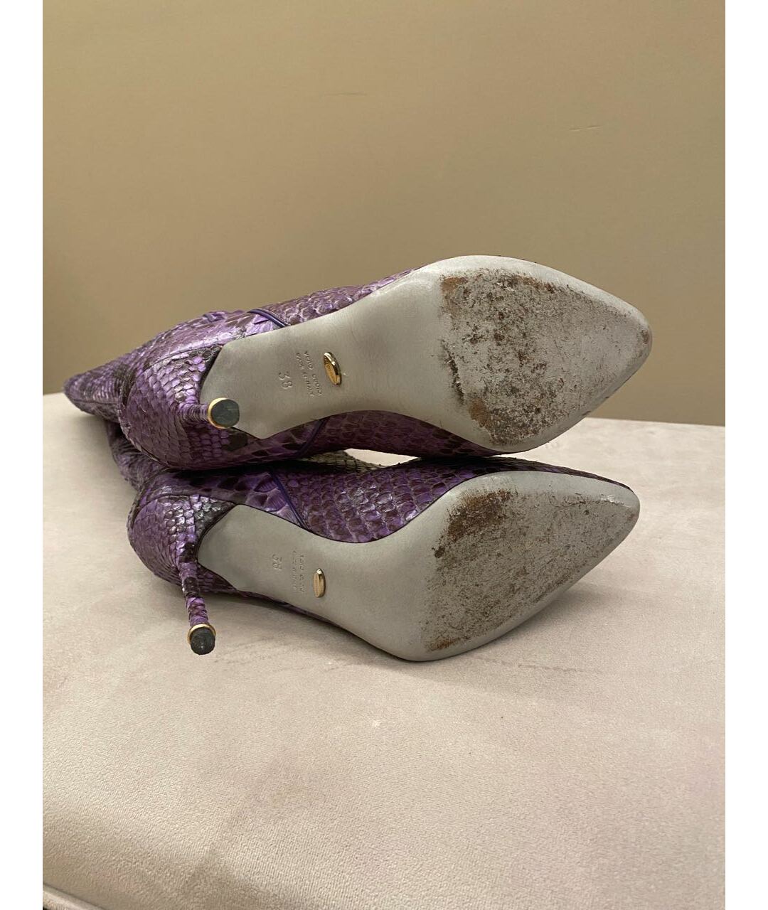 SERGIO ROSSI Фиолетовые сапоги из экзотической кожи, фото 6
