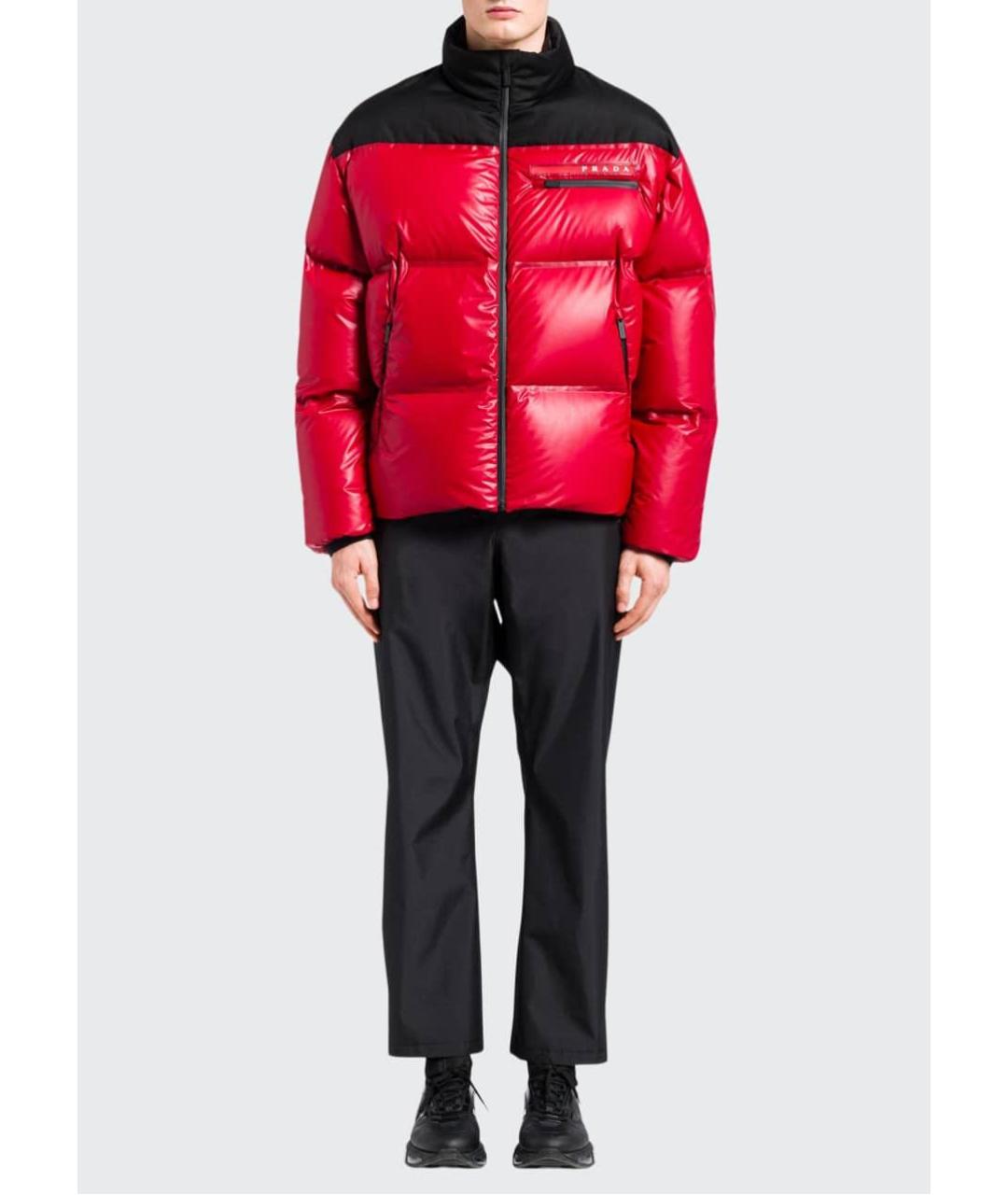PRADA Красный полиэстеровый пуховик, фото 5