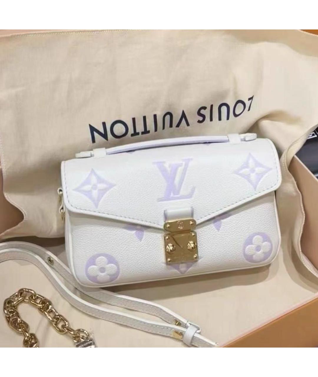 LOUIS VUITTON Белая кожаная сумка через плечо, фото 3