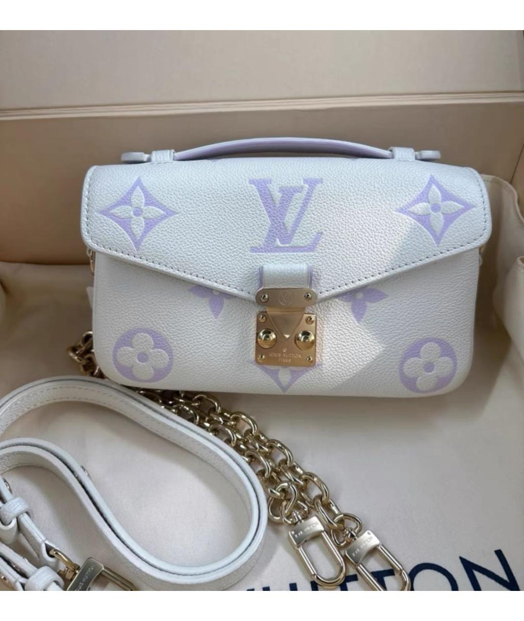 LOUIS VUITTON Белая кожаная сумка через плечо, фото 5