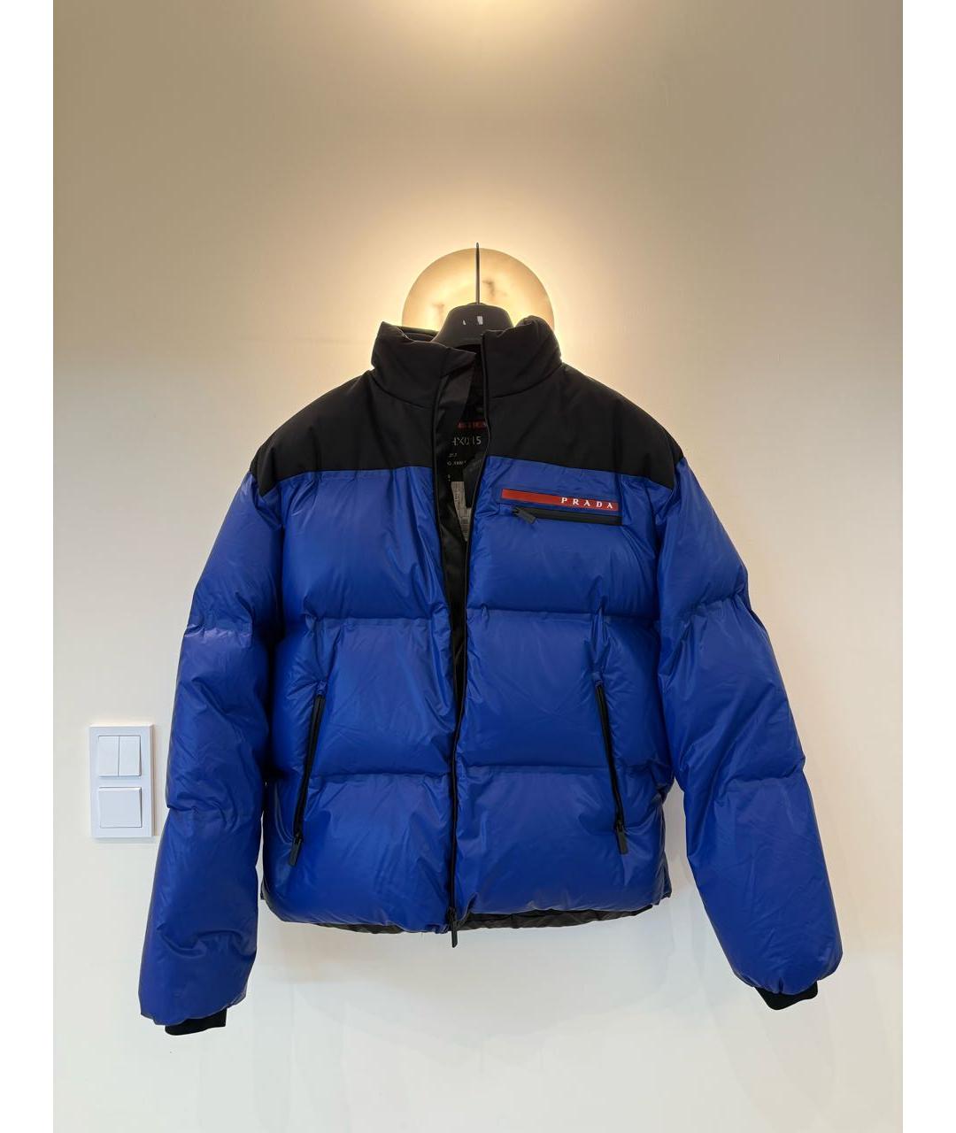 PRADA Синий полиэстеровый пуховик, фото 5