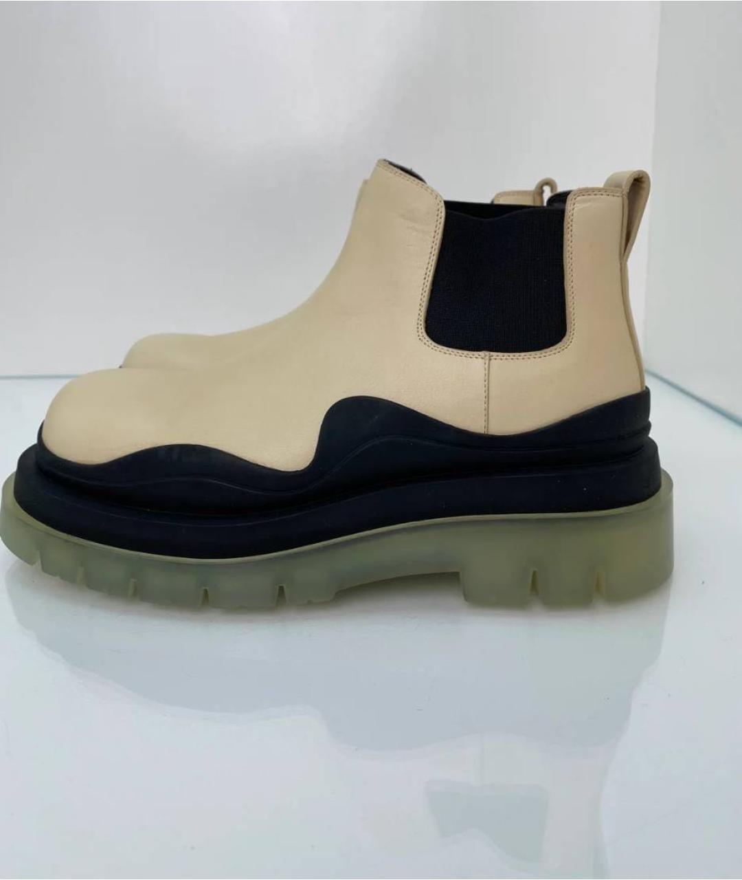 BOTTEGA VENETA Бежевые кожаные ботинки, фото 3