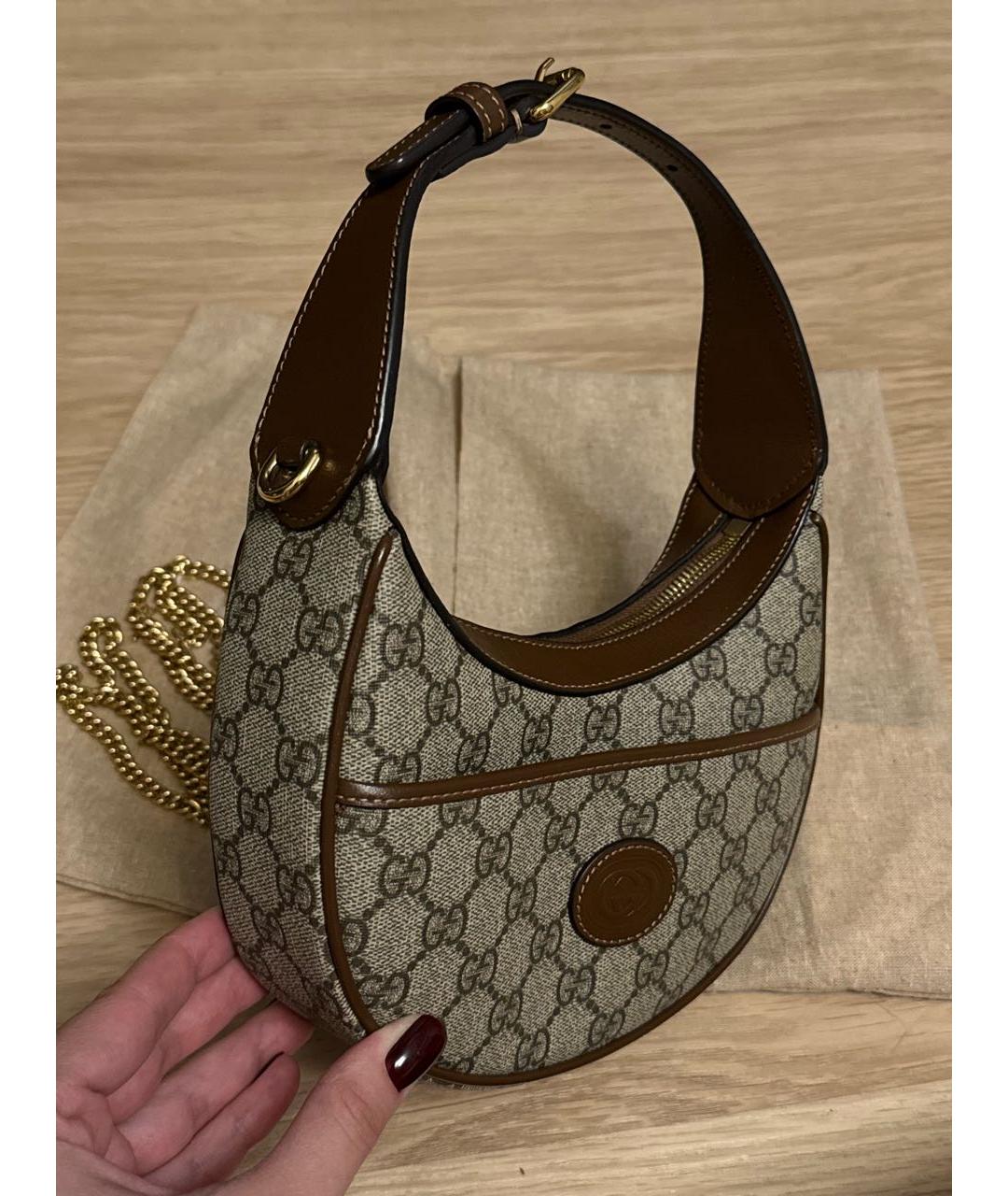 GUCCI Бежевая сумка с короткими ручками из искусственной кожи, фото 2