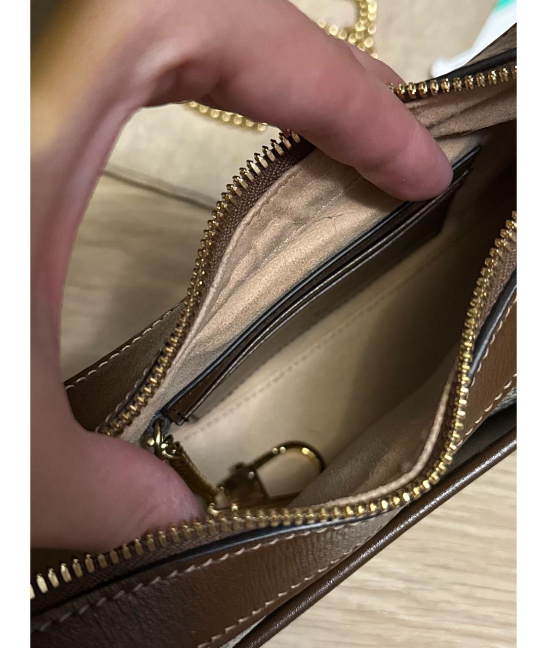 GUCCI Бежевая сумка с короткими ручками из искусственной кожи, фото 4
