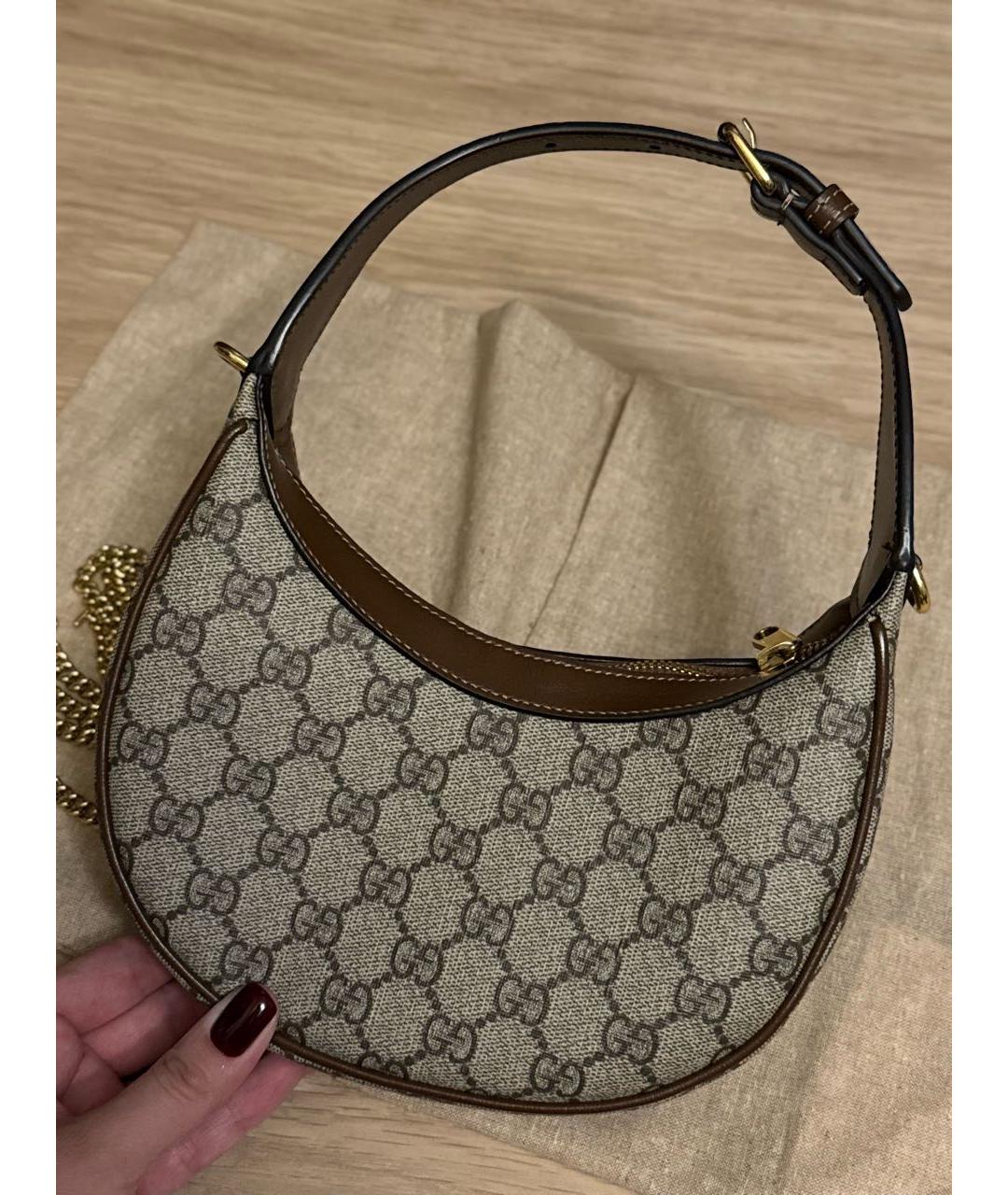 GUCCI Бежевая сумка с короткими ручками из искусственной кожи, фото 3