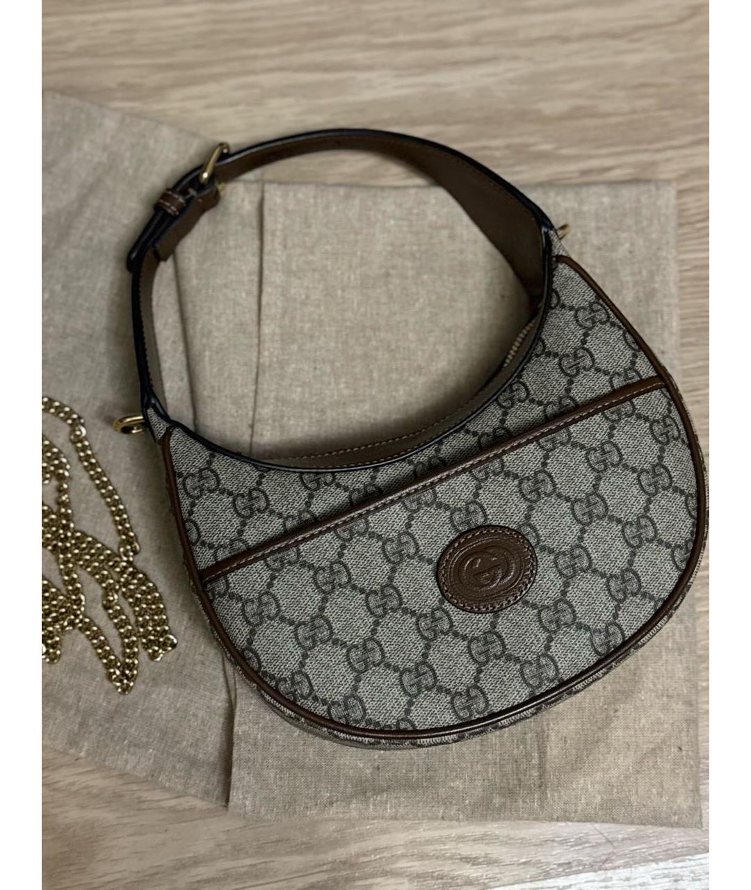GUCCI Бежевая сумка с короткими ручками из искусственной кожи, фото 5