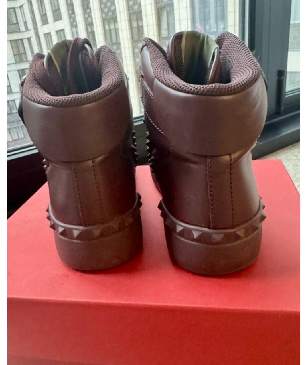 VALENTINO Бордовые кожаные кеды, фото 3