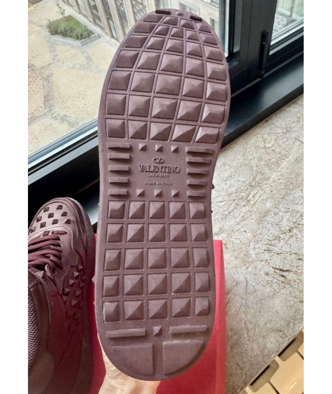 VALENTINO Бордовые кожаные кеды, фото 5