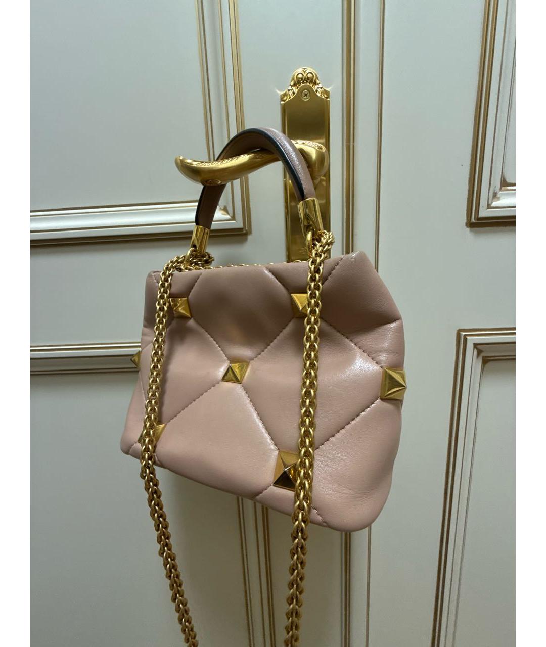 VALENTINO Бежевая кожаная сумка через плечо, фото 4