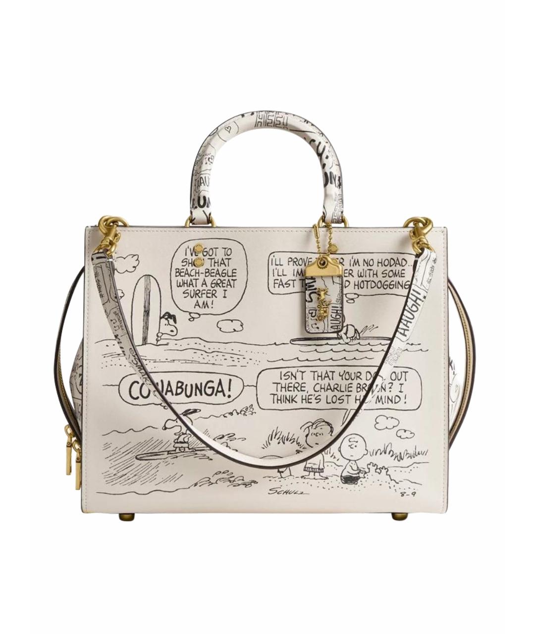COACH Белая кожаная сумка тоут, фото 1