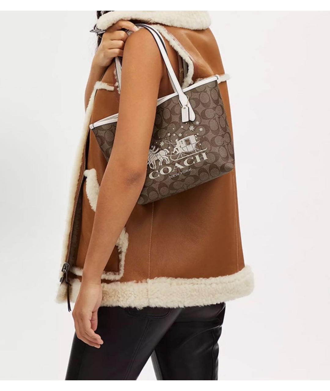 COACH Коричневая сумка тоут, фото 4