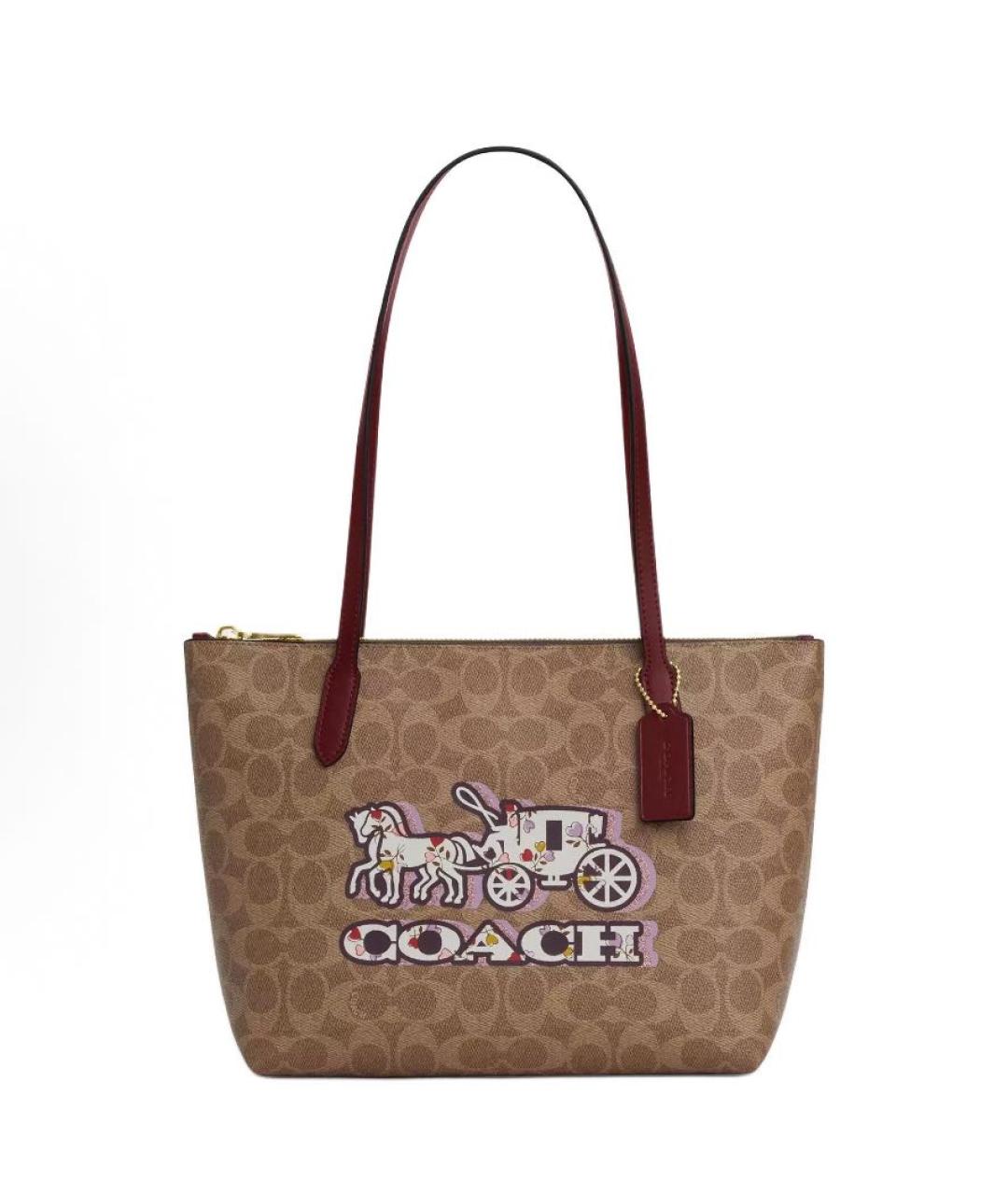 COACH Коричневая сумка тоут, фото 1
