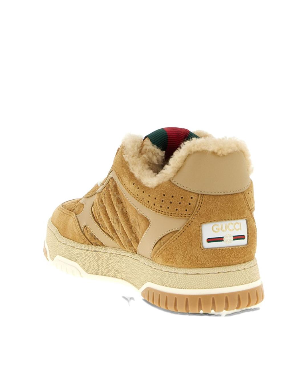 GUCCI Бежевые кожаные кеды, фото 4