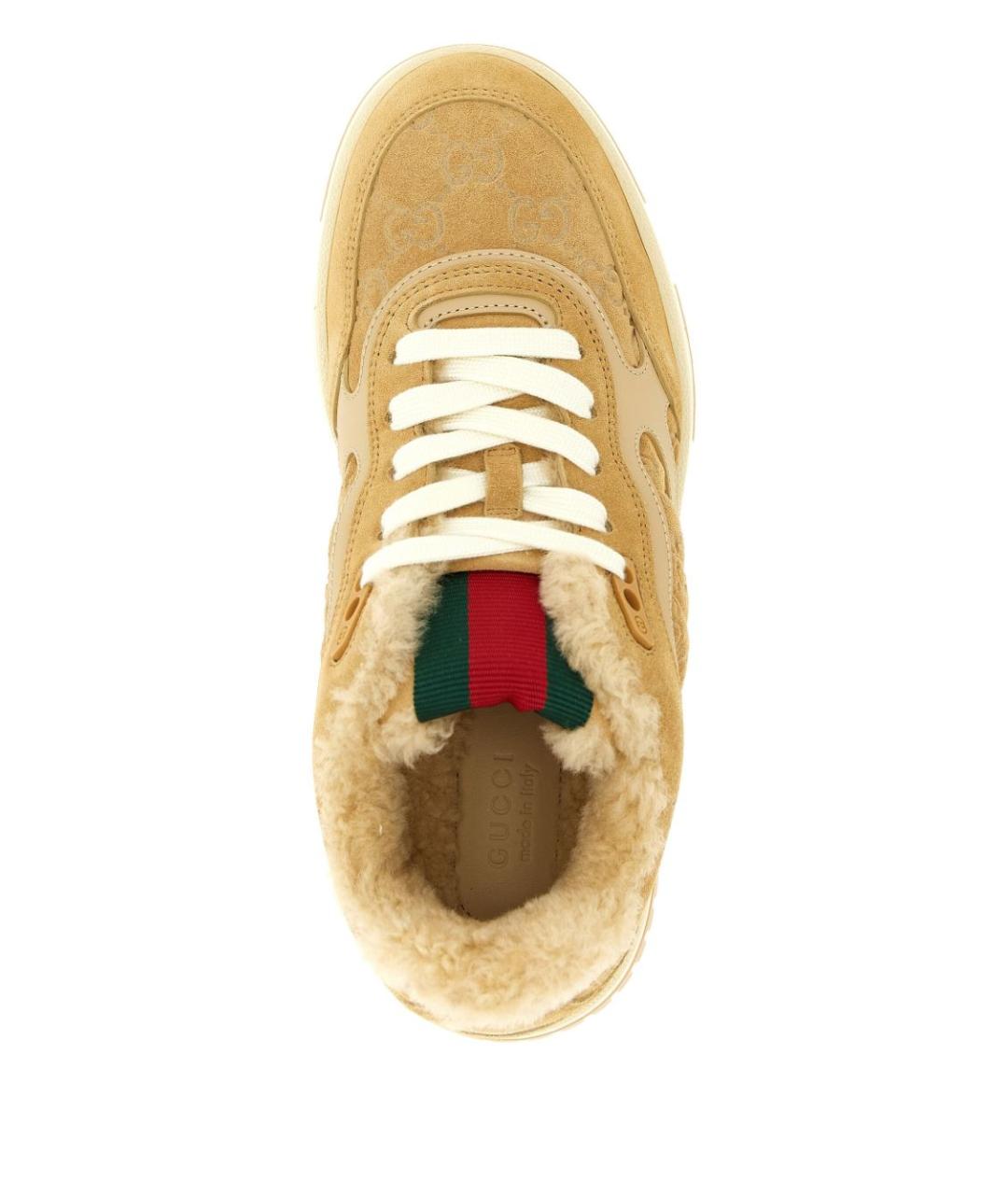 GUCCI Бежевые кожаные кеды, фото 2