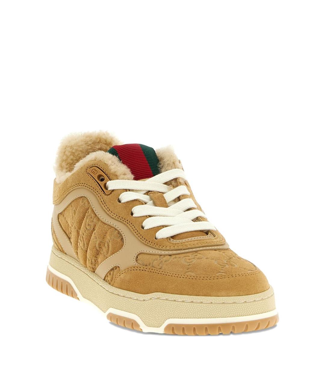 GUCCI Бежевые кожаные кеды, фото 3