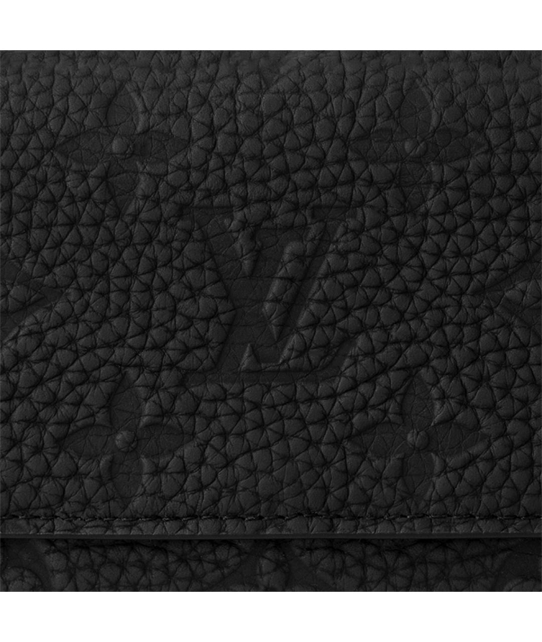 LOUIS VUITTON Черный кожаный кошелек, фото 6