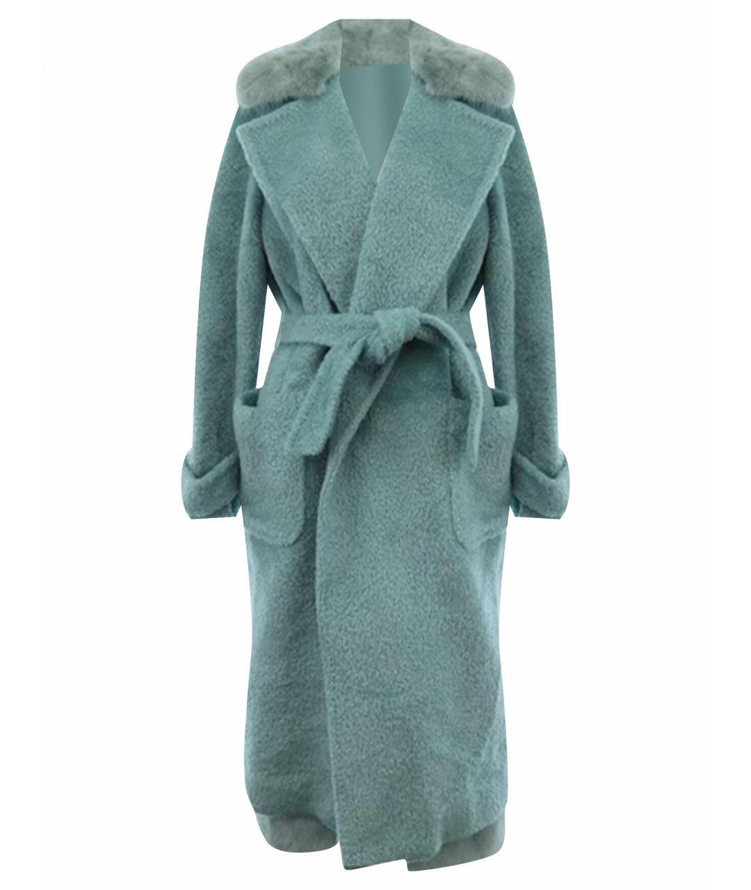 MAX MARA Бирюзовое меховое пальто, фото 1
